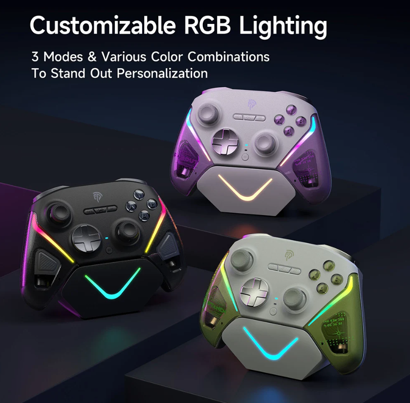 Saldi EasySMX D10 Controller Wireless bluetooth RGB con Stick TMR,Joystick Hall Effect e Micro Trigger per PC/Swch/Telefono/Steam - Banggood alia Mobile-arrival notice
