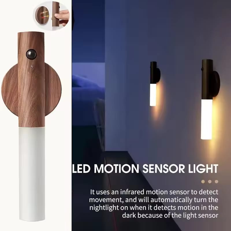Smart Motion Sensor Night Light LED Rechargeable Magnetic Wall Lamp ...