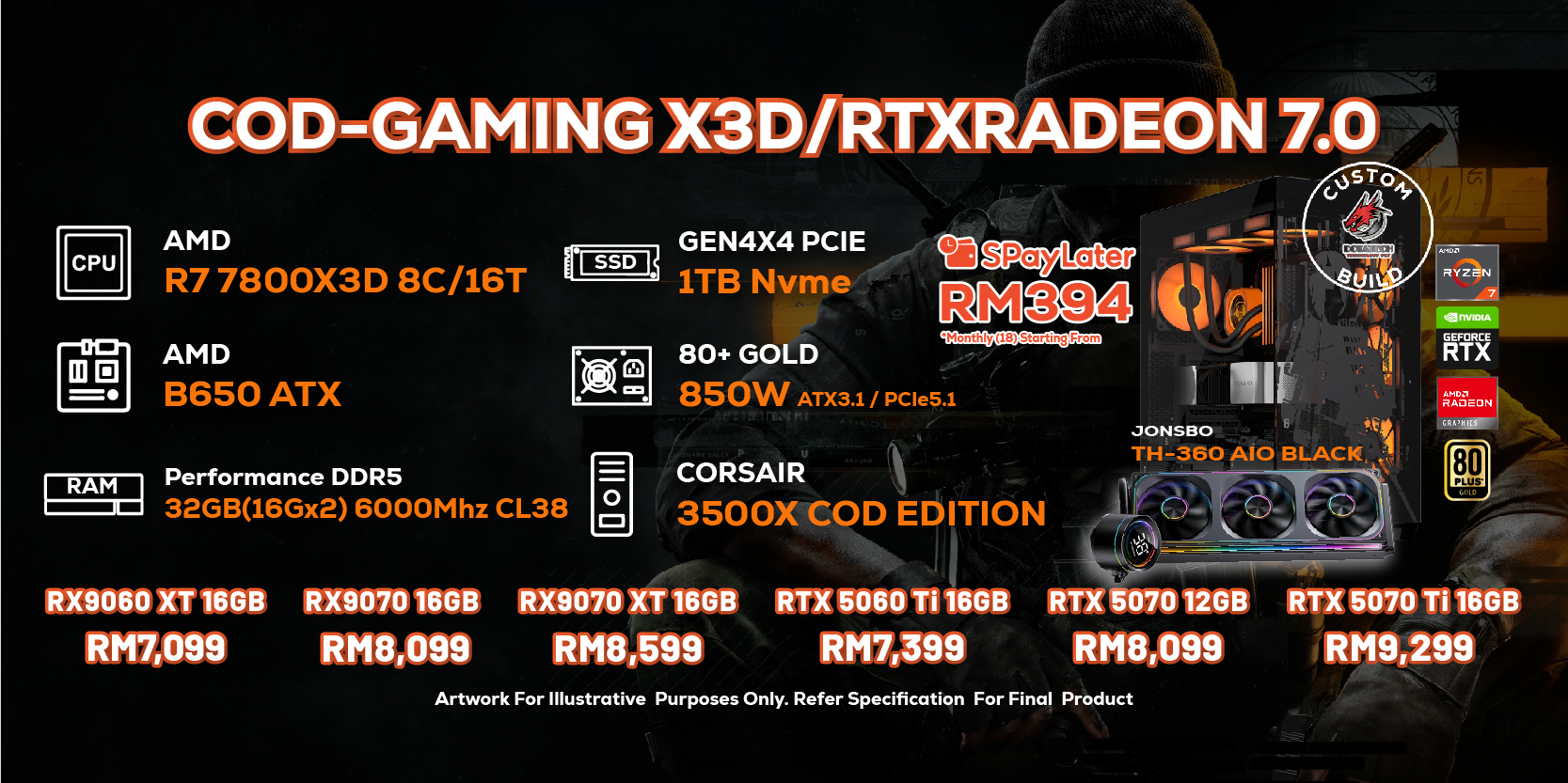 DOTATECH COD-GAMING X3D/RTXRADEON 7.0 - CUSTOM PC GAMING PACKAGE R7 ...