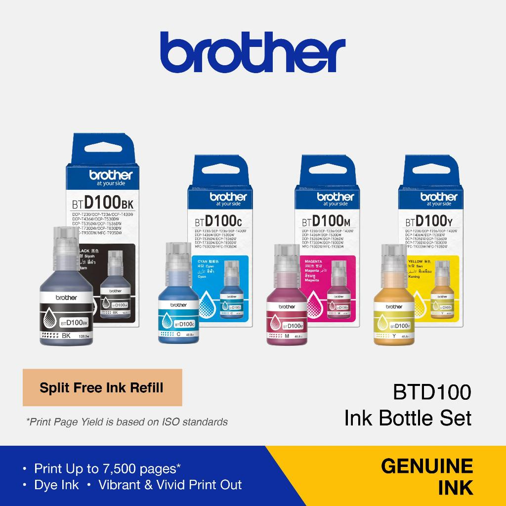 BROTHER ORIGINAL INK BTD100 BLACK/ CYAN/MAGENTA/YELLOW for DCP-230 ...