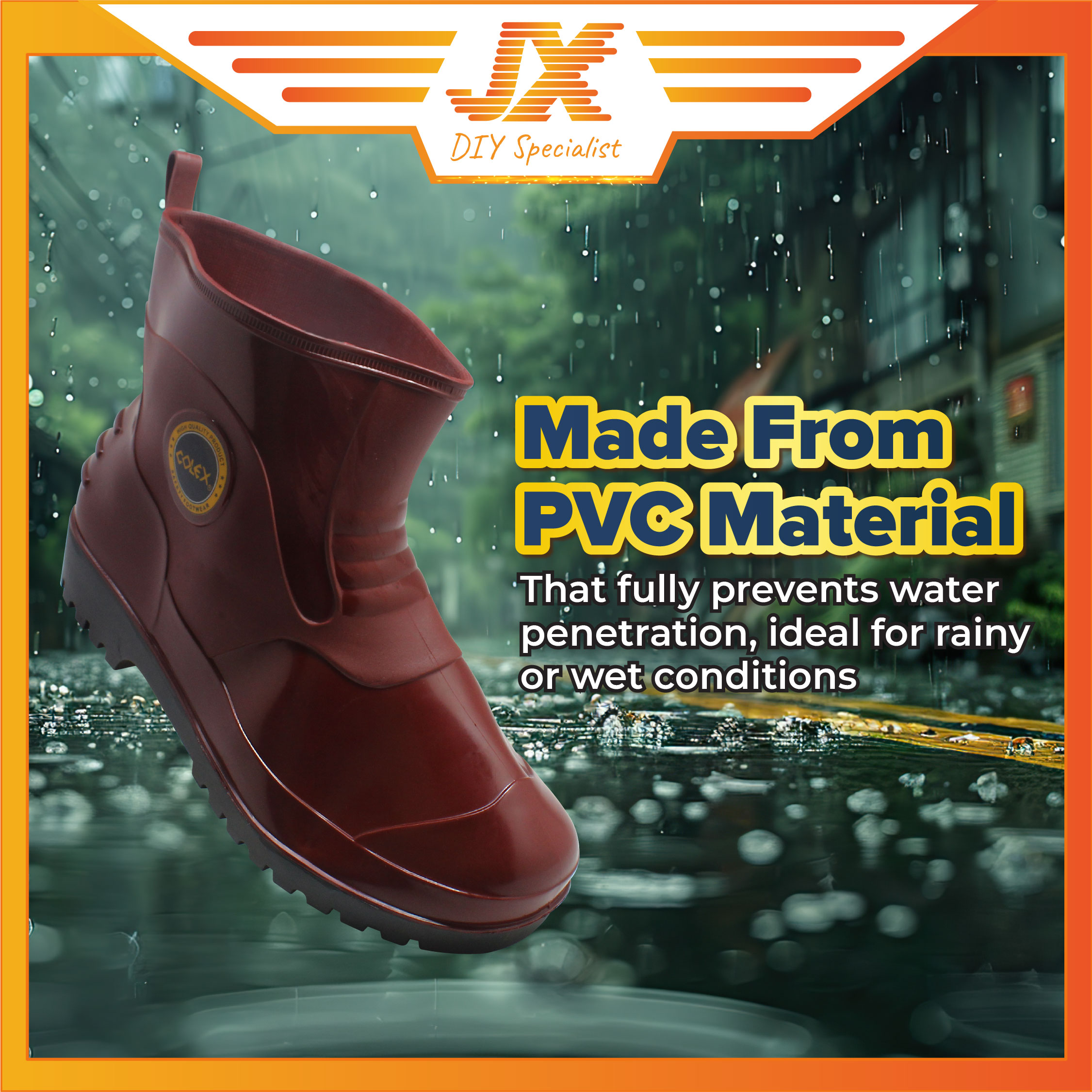 COLEX RM-6600 PVC Kitchen Boot Rain Boots Waterproof Anti Slip Garden ...