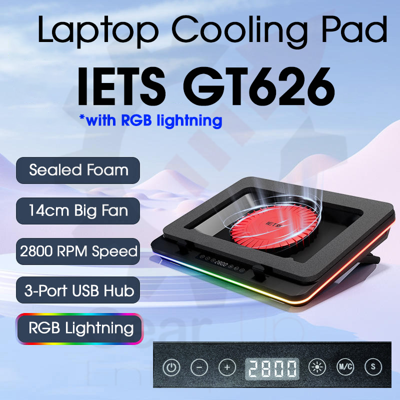 IETS GT600 Laptop Cooling Pad at 2800RPM, 3 USB Hub, 14cm Big Fan ...