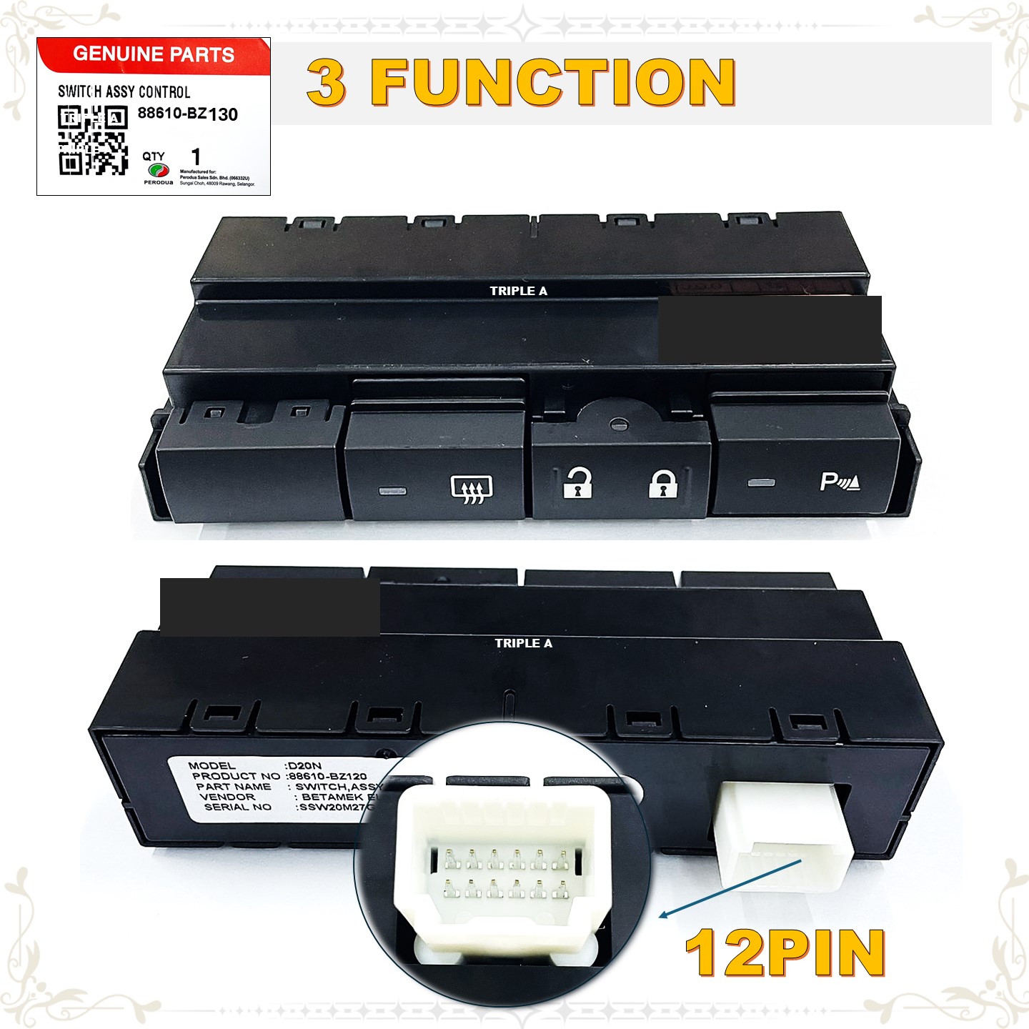 Original Perodua Bezza Centre Switch Heater Lock Pintu Door Suis (2 ...
