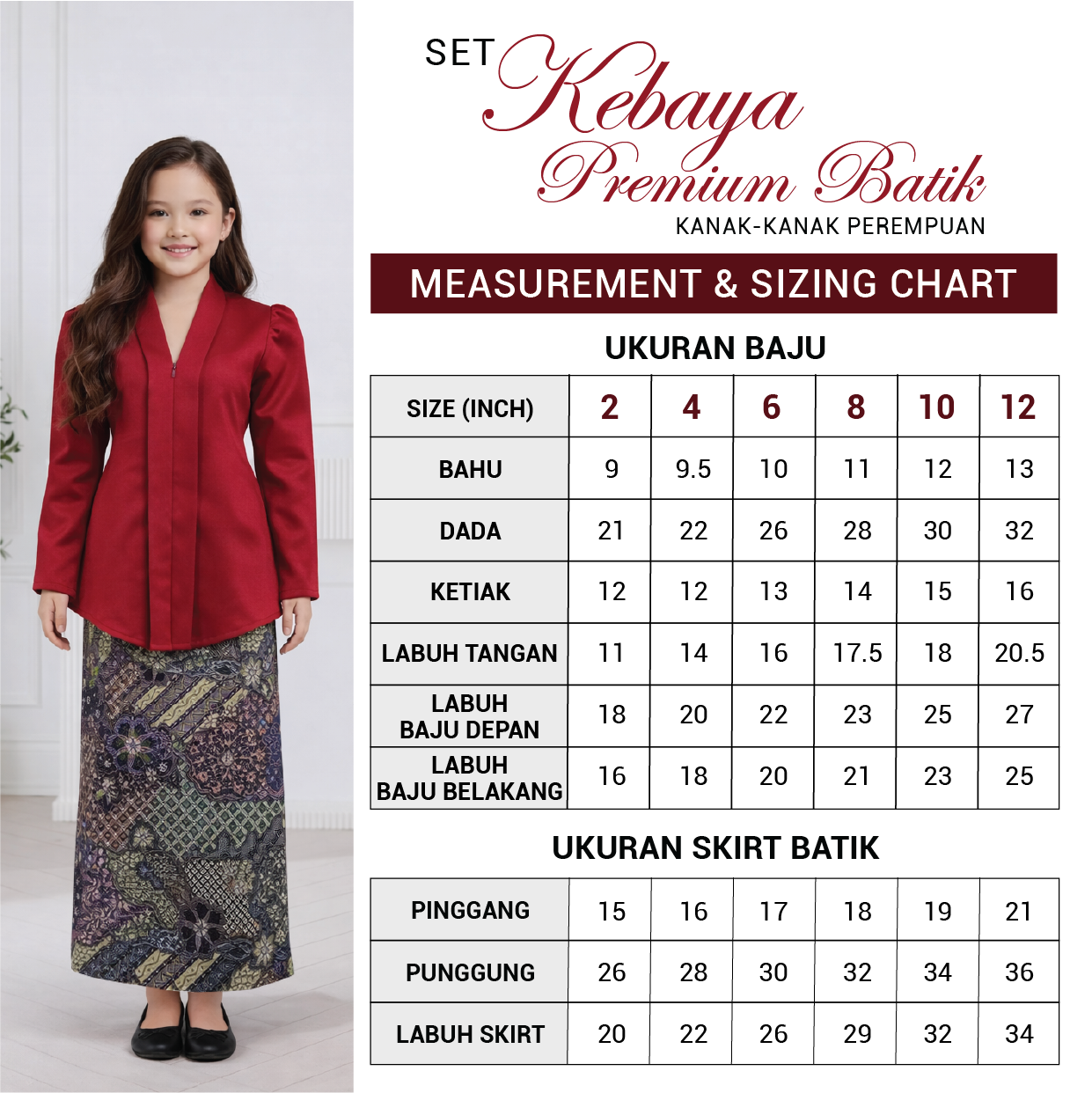 Set Kebaya Premium Batik Kanak-Kanak Perempuan | Shopee Malaysia