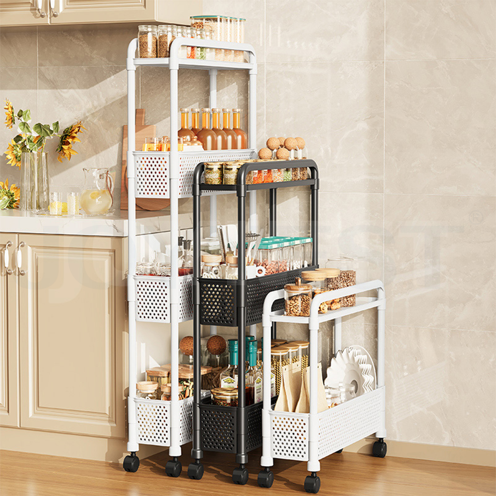 3/4 Tier Gap Stroage Rack Movable Narrow Shelf Kitchen Storage Trolley ...