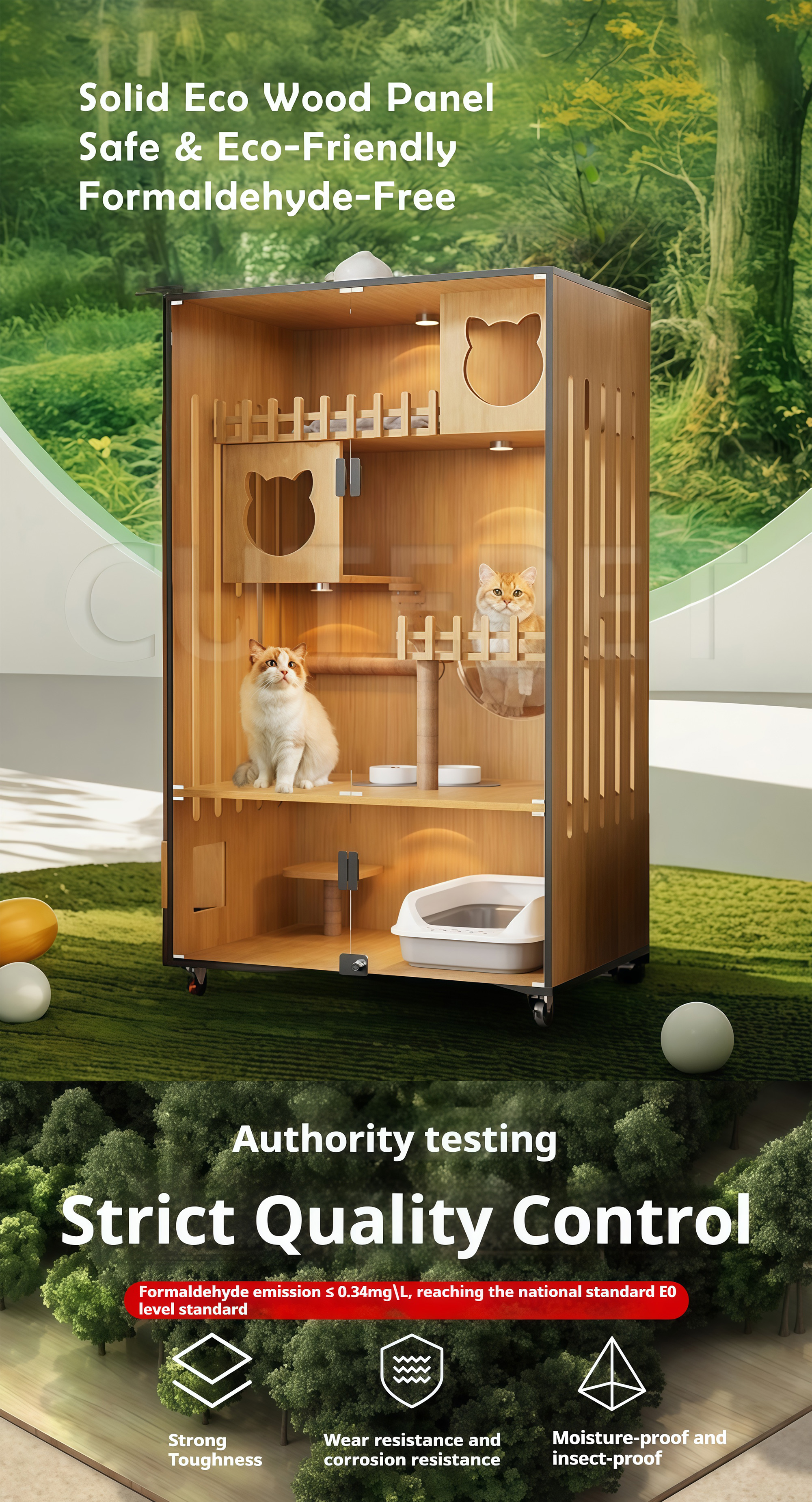 Large cat cage cat villa Solid wood house home cat Sangkar Kucing ...