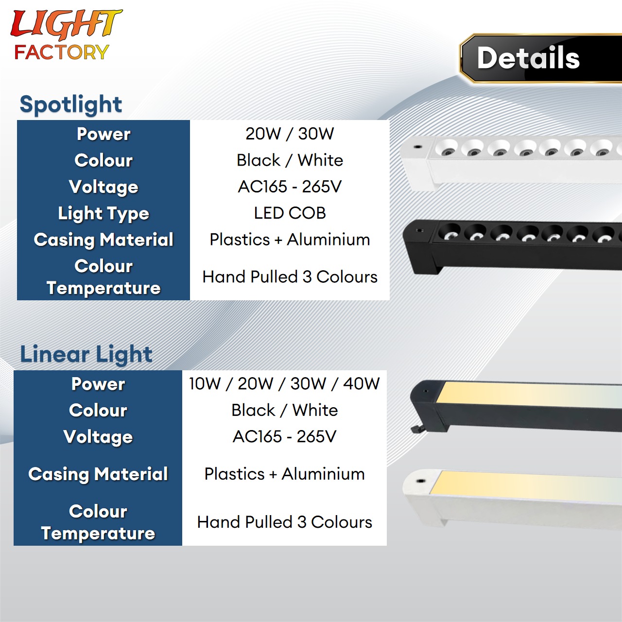 🔥NEW🔥3 Colour LED Linear Track Light 10W 20W 30W 40W Spotlight Linear 1 ...