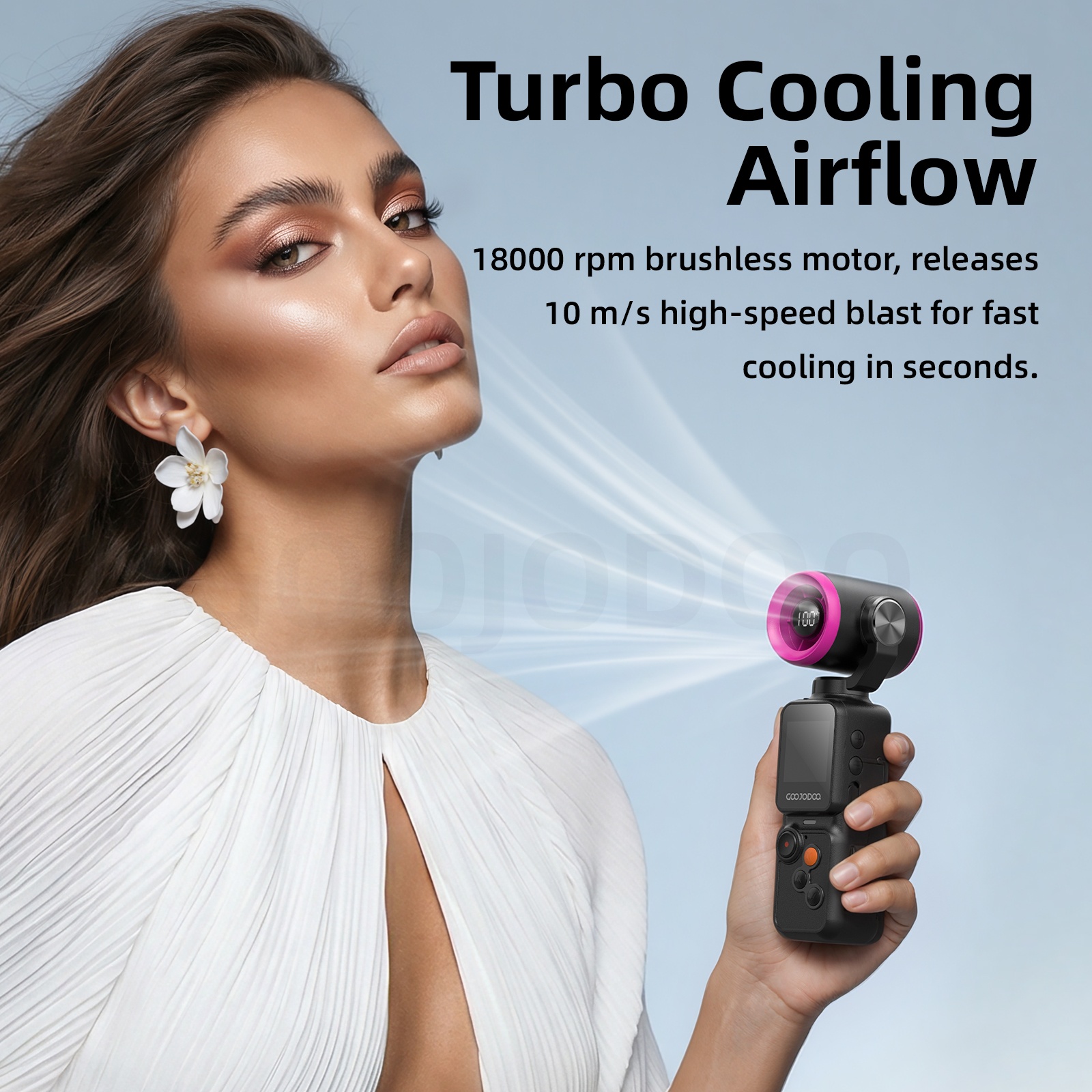 GOOJODOQ 2 in 1 Handheld Camera Fan 100-level Wind High Speed Fan With ...
