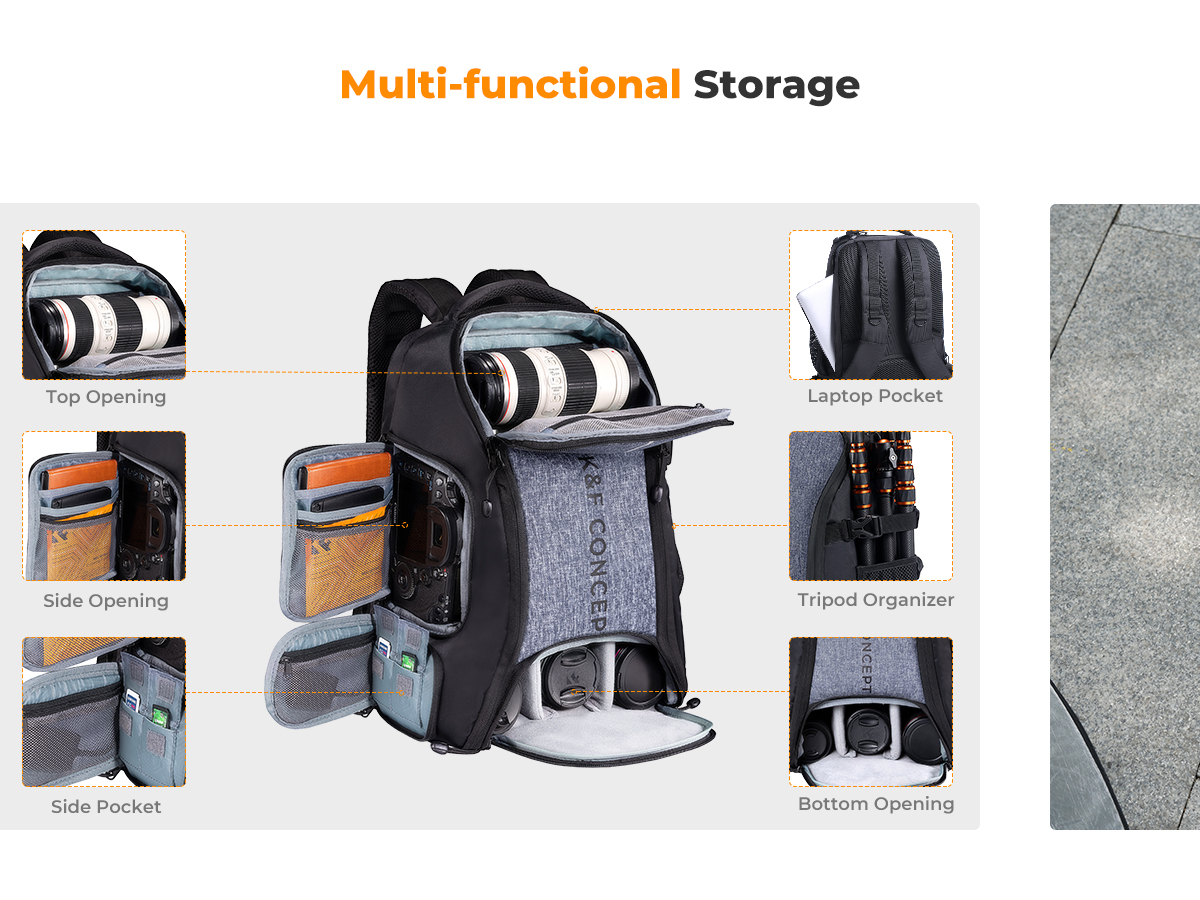 K&F CONCEPT 25L Camera Backpack Beg Kamera Multifungsi Waterproof DSLR ...