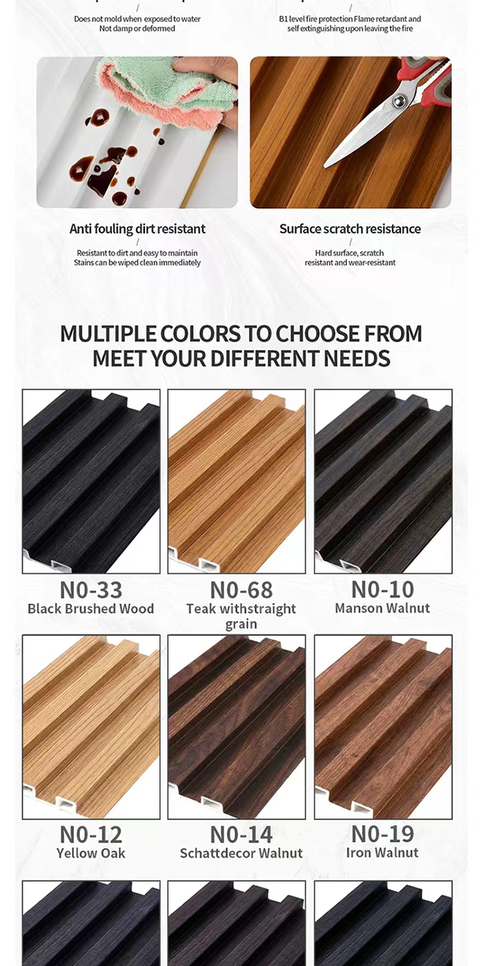 10PCS PVC Fluted Wood Panel WPC Panel Wall Panel Board Wall Design ...