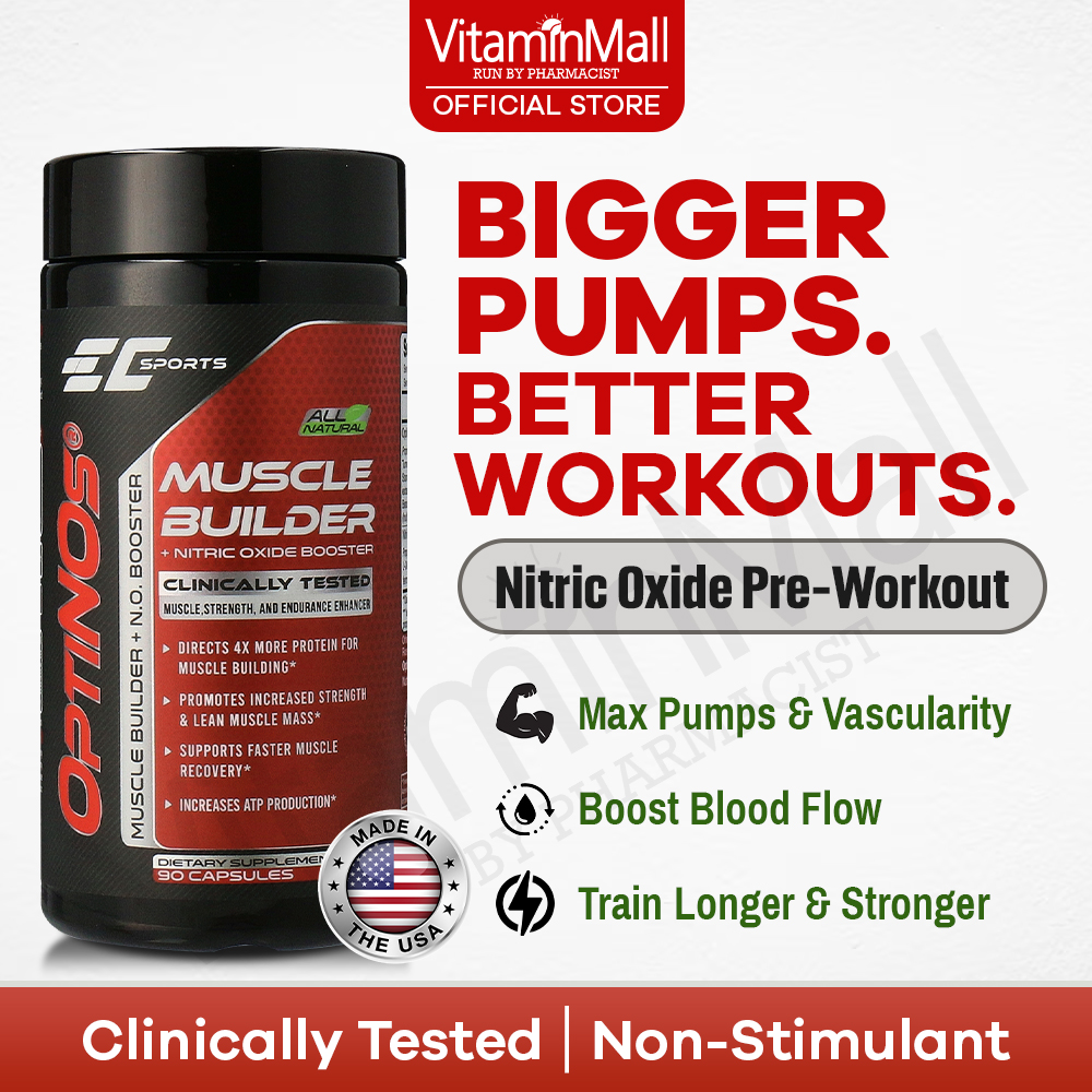 OptiNOS Pre Workout Nitric Oxide Supplement + L Arginine - Build Muscle ...