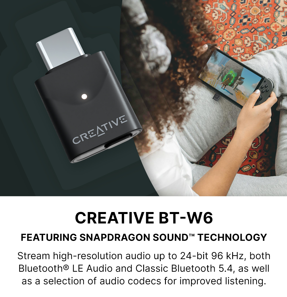 Creative BT-W6 - Bluetooth 5.4 Wireless Audio Transmitter with ...