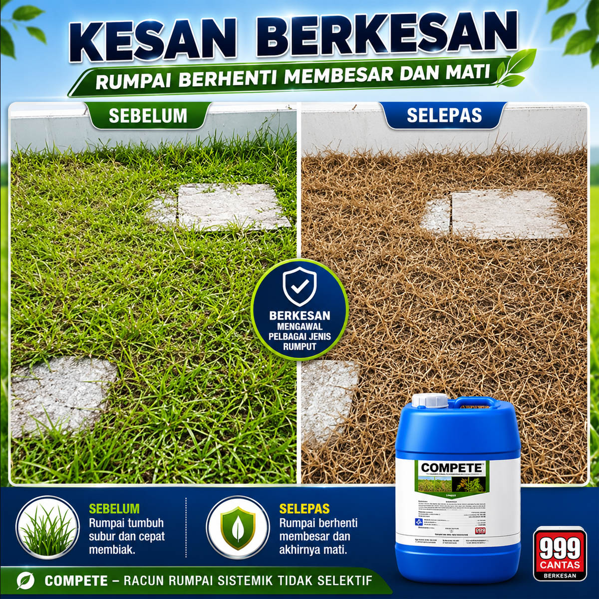 20L Compete Racun Rumput Racun Rumpai Racun Serap Glyphosate 13.6 ...