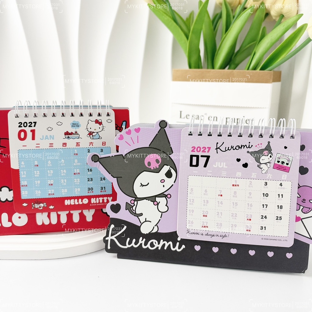 Sanrio 2027 Desk Calendar Hello Kitty/Kuromi Standing Weekly Planner ...