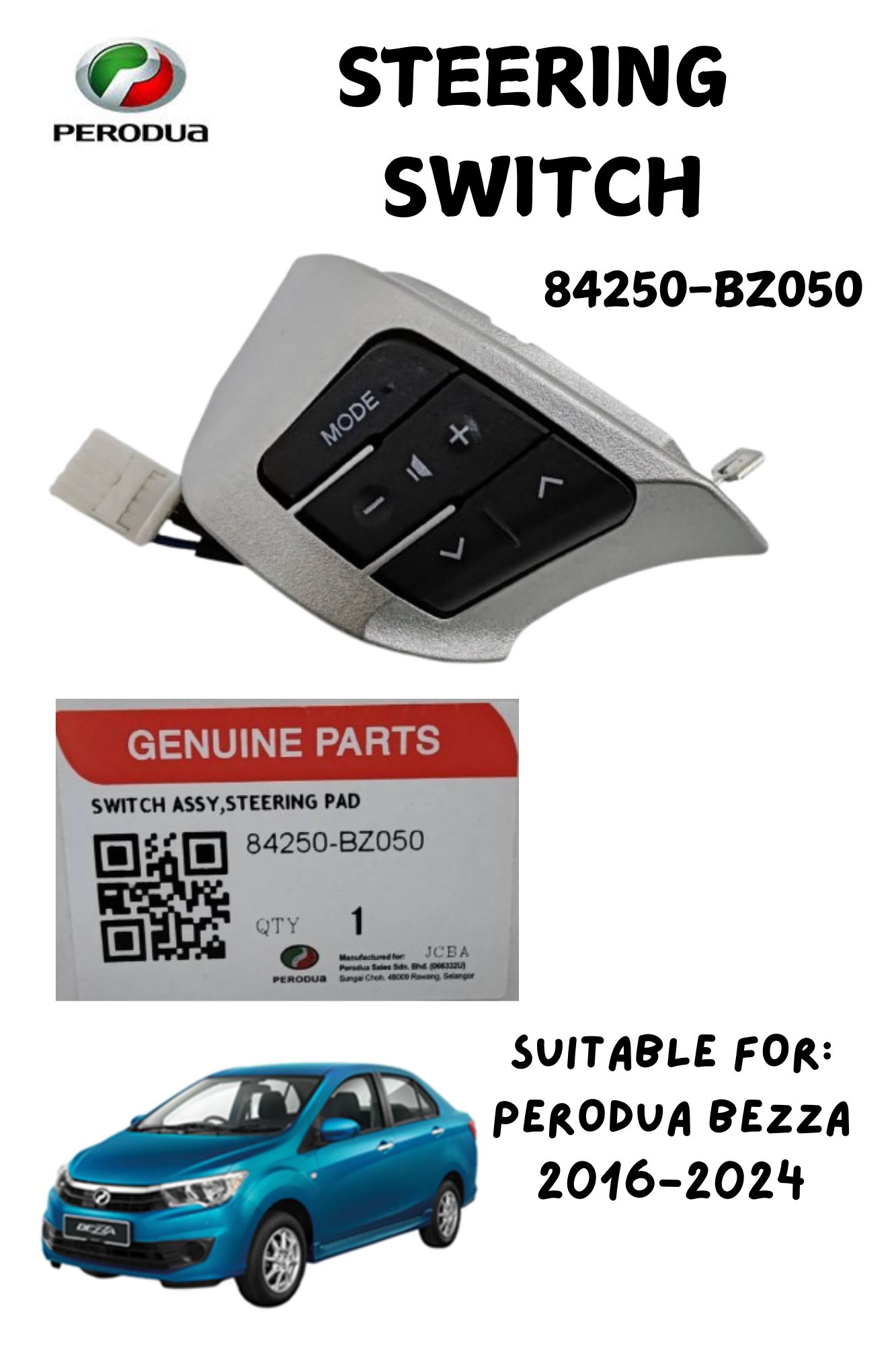 Perodua Bezza 2016-2024 Steering Button Switch 84250-BZ050/Clock Spring ...