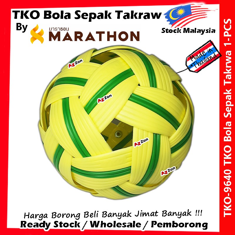 Bola Sepak Takraw / Sepak Raga / Takraw Ball TKO-1 / Hijau Kuning ...