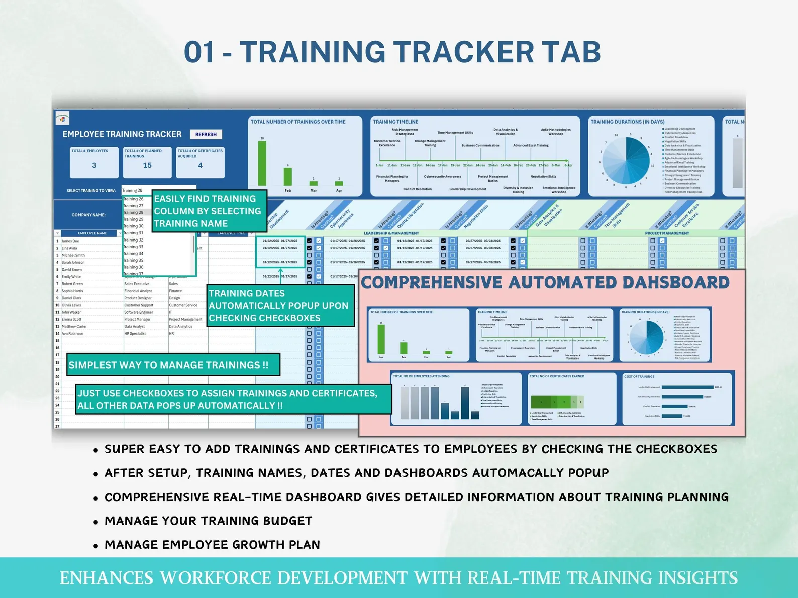 Staff Training Tracker Excel Spreadsheet Certification Tracker Template ...