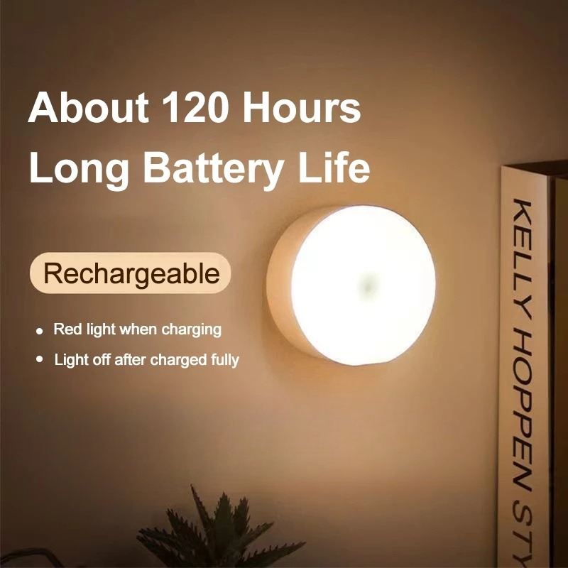Portable Push LED Lamp Night Light USB Rechargeable Stick-on Push Light ...