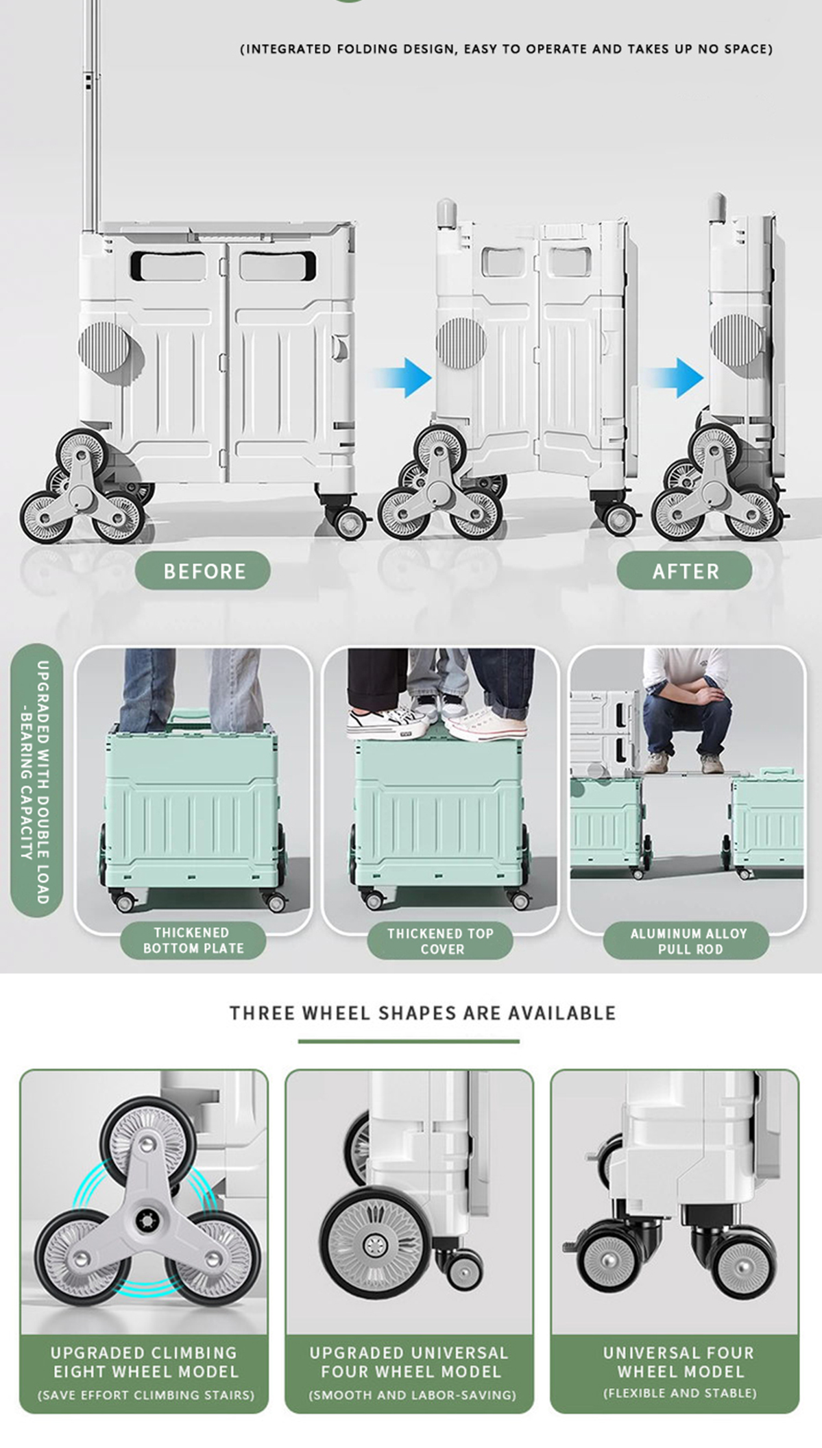 WH Trolley Shopping Cart Lightweight, Easy To Carry, Lockable Direction ...