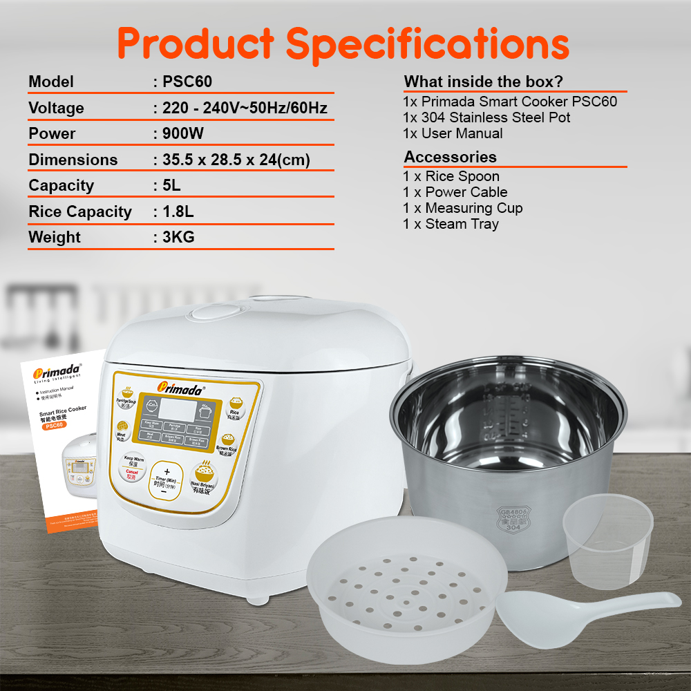 Primada Smart Rice Cooker PSC60 | Shopee Malaysia