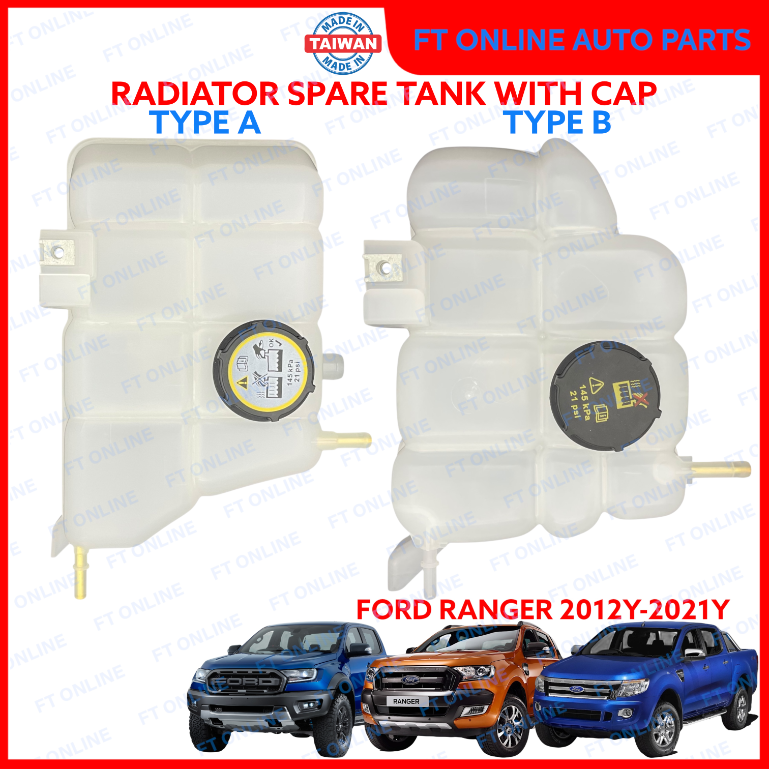 FORD RANGER 2012-2021 T6 T7 T8 T9 RADIATOR SPARE TANK OVERFLOW/RESERVE ...
