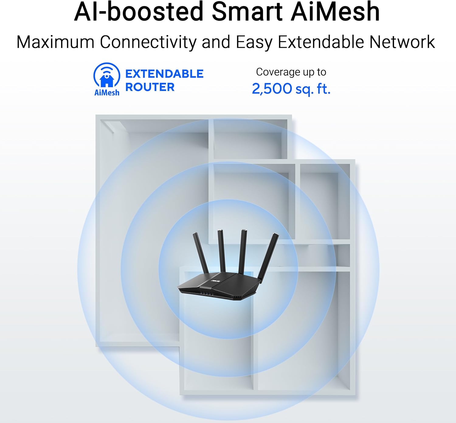 ASUS RT-BE82U WiFi 7 Dual-Band Extendable Router, 4K-QAM, MLO, Five 2 ...