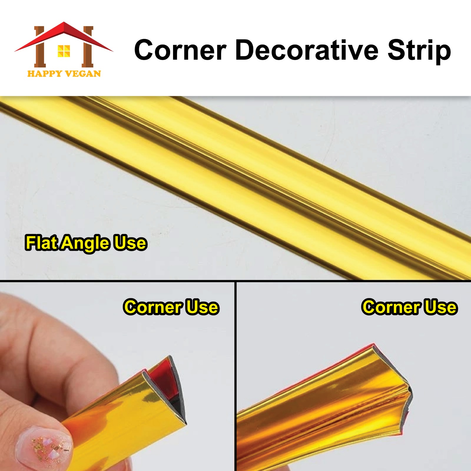 5m Pelekat Jalur Hiasan Dinding Berkilat PVC Garisan Wall Corner ...