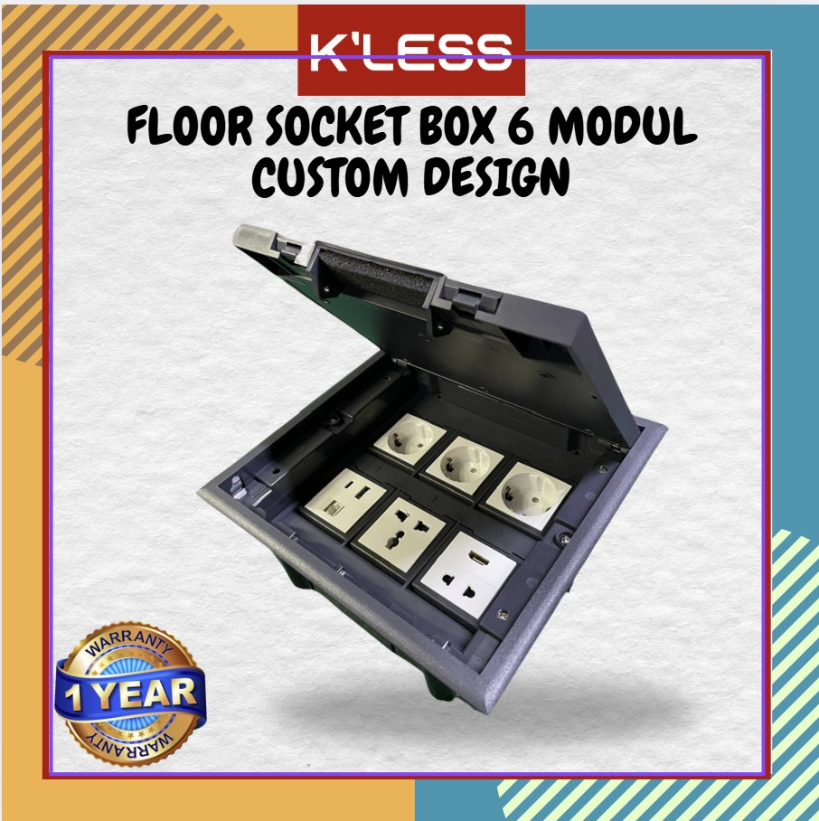 KLESS Floor Socket Box Built-in Floor outlet System 6 GANG 8 MODULE ...