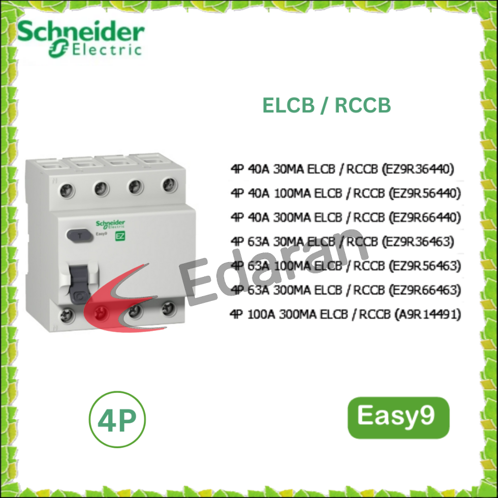 SCHNEIDER EASY9 4P (30MA , 100MA , 300MA) ELCB / RCCB - SIRIM APPROVED ...