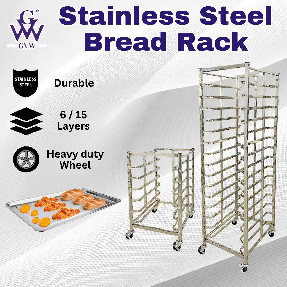 GVW Stainless Steel Bread Rack Kitchen Table Rack Heavy Duty Rack With ...
