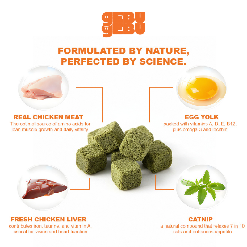 Gebu Gebu Premium Freeze Dried Catnip Cube Chicken Snack (50g) - For ...