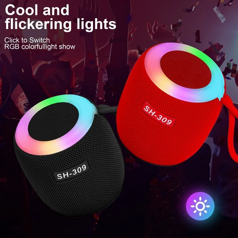 LED Portable Bluetooth Speaker With RGB Light Extra Bass Hi-Res Audio ...