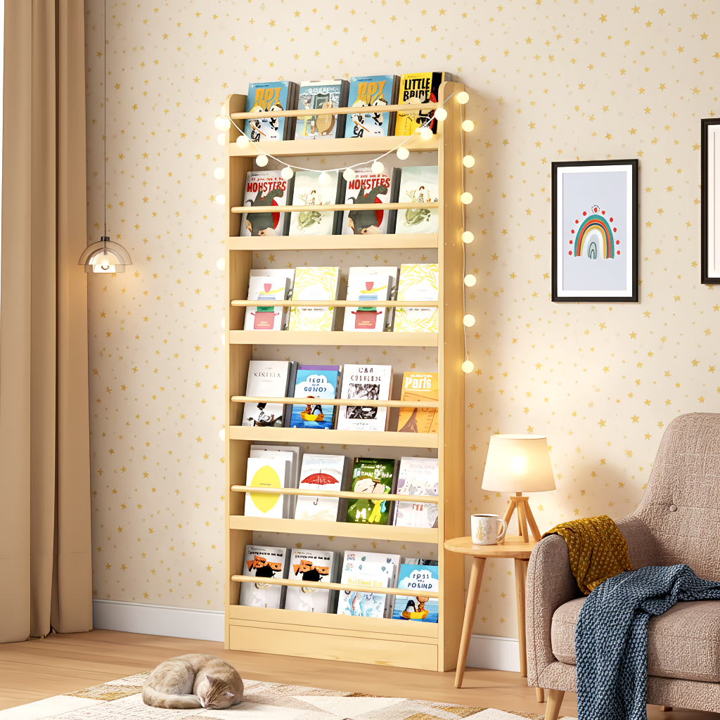 Wooden Book Shelf Rak Buku Bookcase Against Wall Book Rack Bookshelf ...