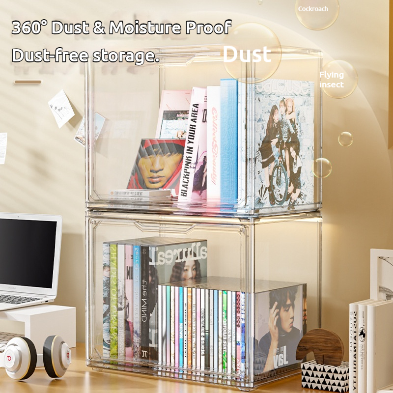 Transparent Book Storage Box Acrylic Display Box Bookshelf Organizer ...