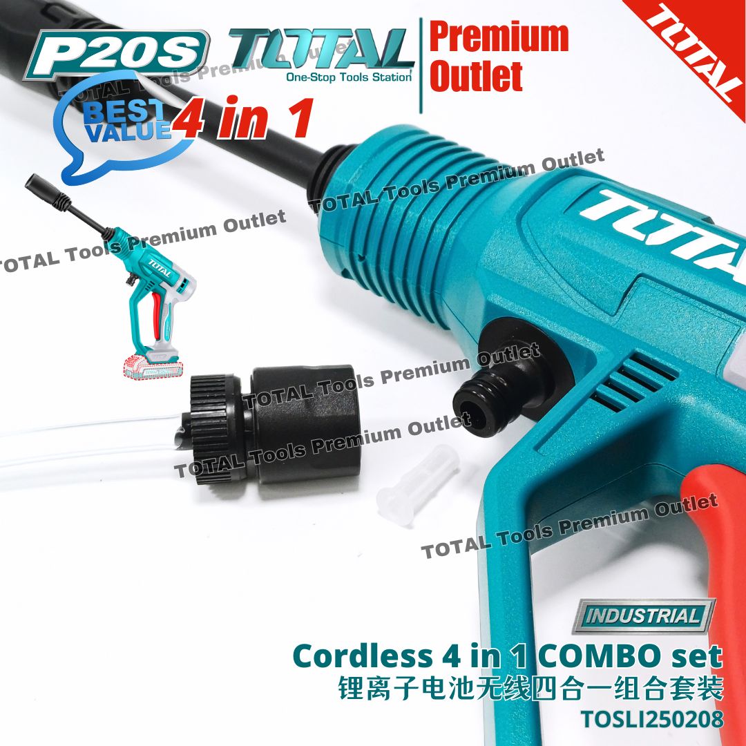 TOTAL Tools 20V Cordless 4 in 1 COMBO set W/ 20V 4.0Ah *2pcs battery ...