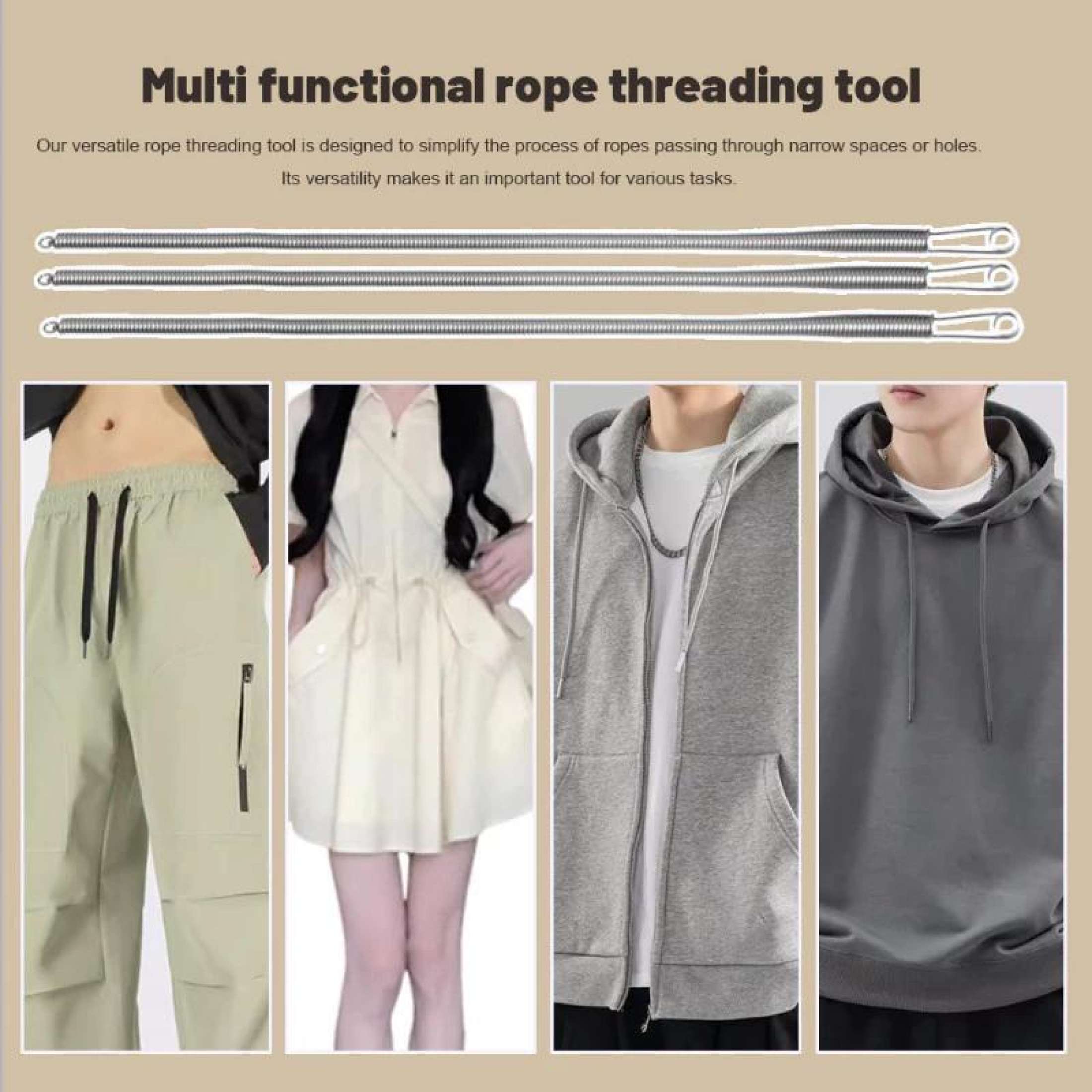 Stainless Steel Bendable Spring Threader Foldable Spring Rope Threading ...