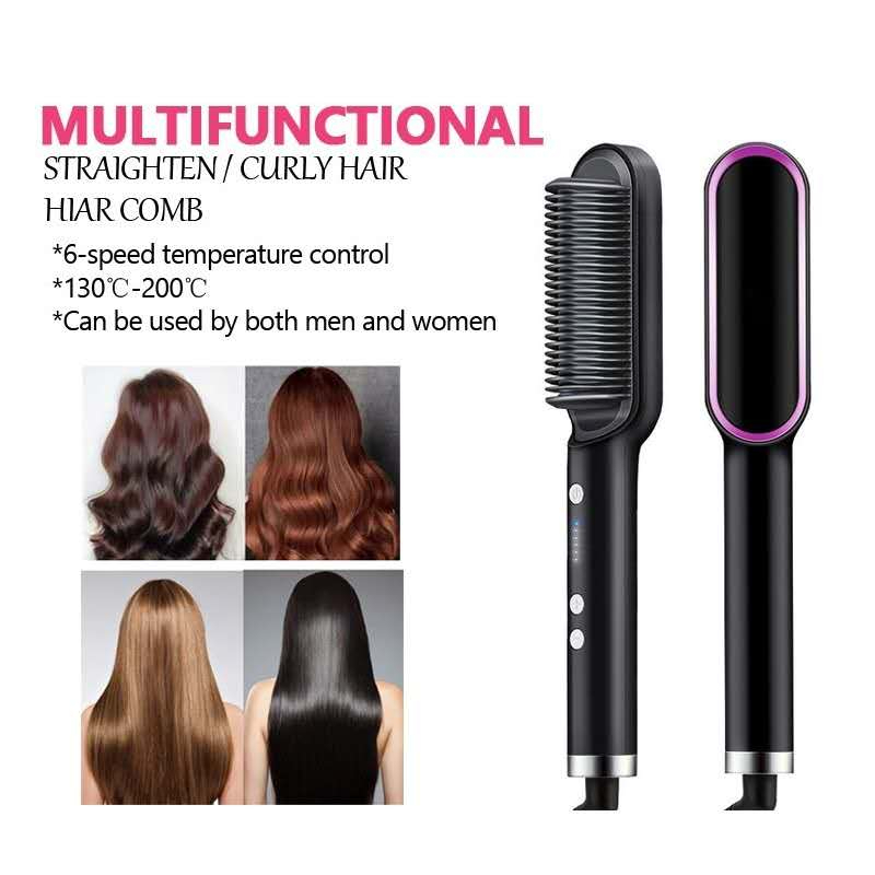 3 in 1 Hair Straightener Comb Portable Straightening, Curling & Drying ...