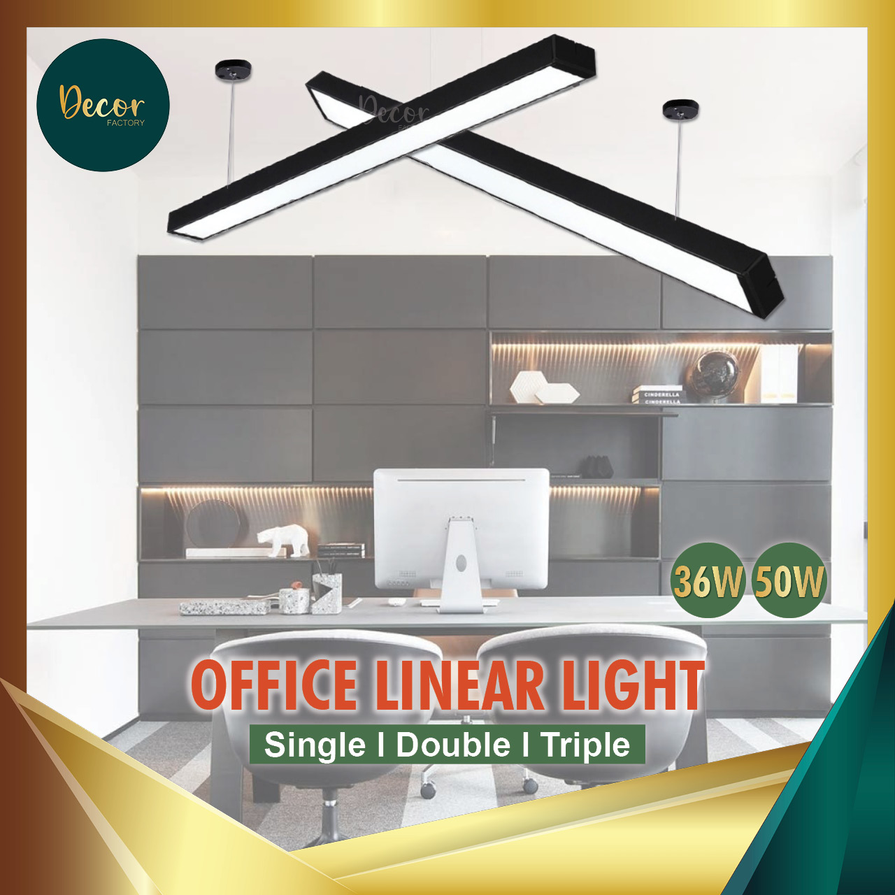 Home Linear Office Pendant Light LED T8 Linear Light Casing Kalimantang ...