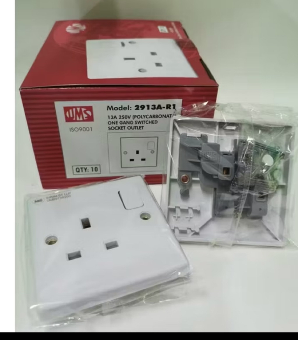 (10PCS) UMS 2913A 13A 1G Switch Socket Outlet / 13A 1Gang Socket ...