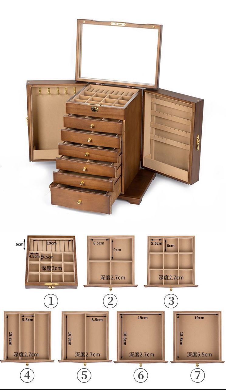 Roll_n_Rotate Solid wood retro jewelry storage box with lock high-grade ...