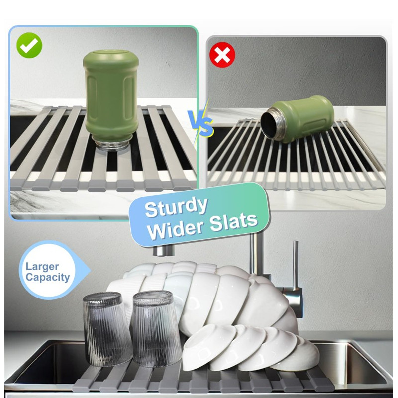 304 Stainless Steel Kitchen Sink Drain Rack Foldable Sink Bowl Cup Dish ...