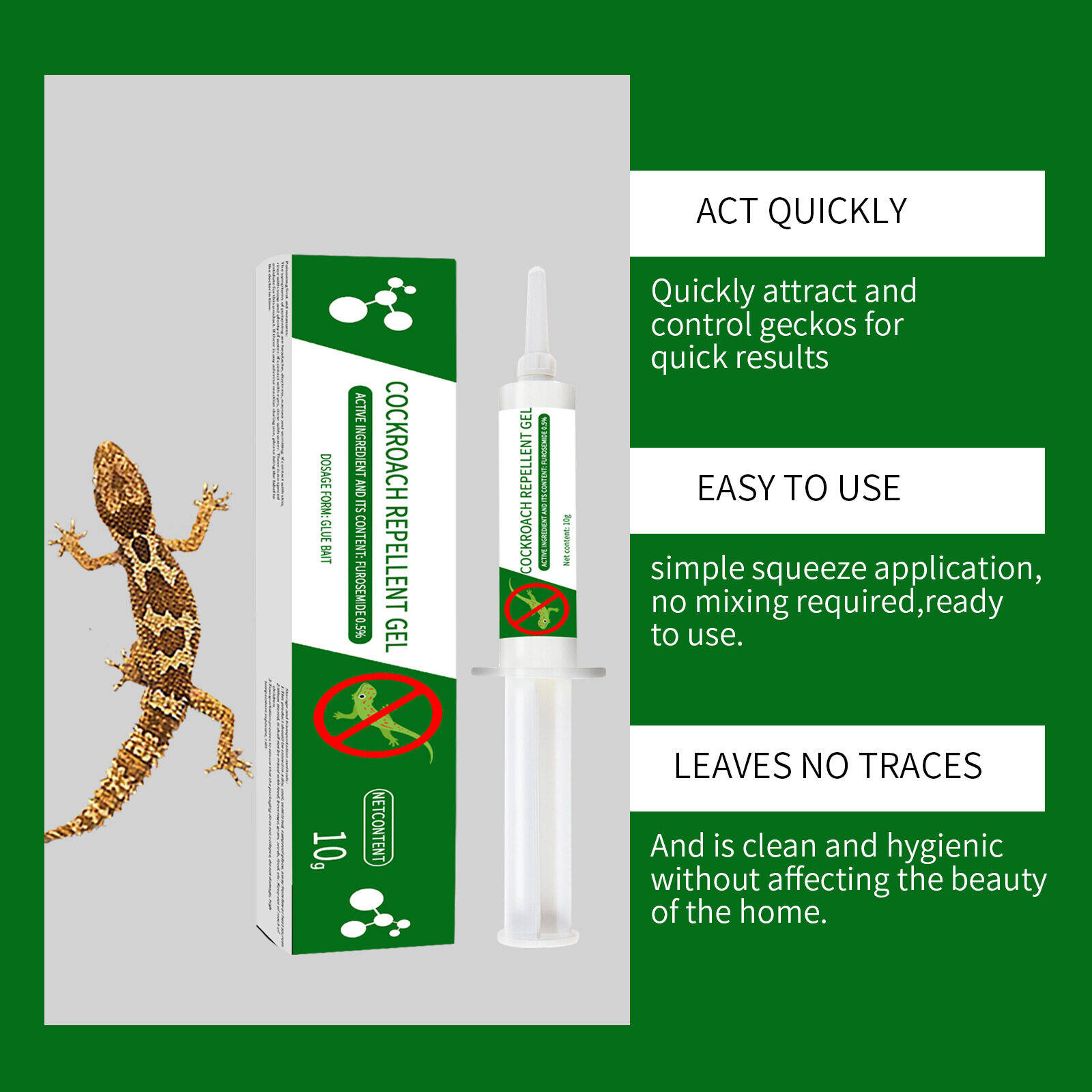 No More Geckos Effective Repellent Gel Quickly apply to walls corners ...