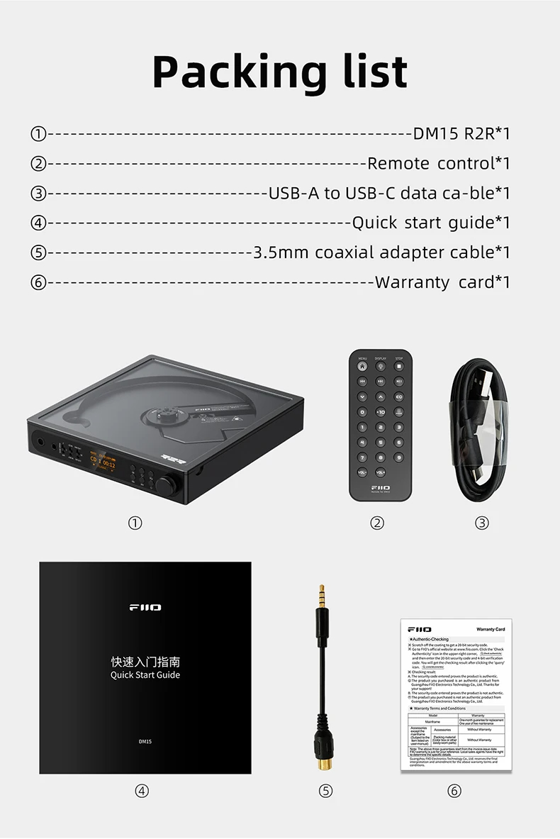 FiiO DM15 R2R Portable Stereo CD Player with True 24Bit R2R DAC High ...