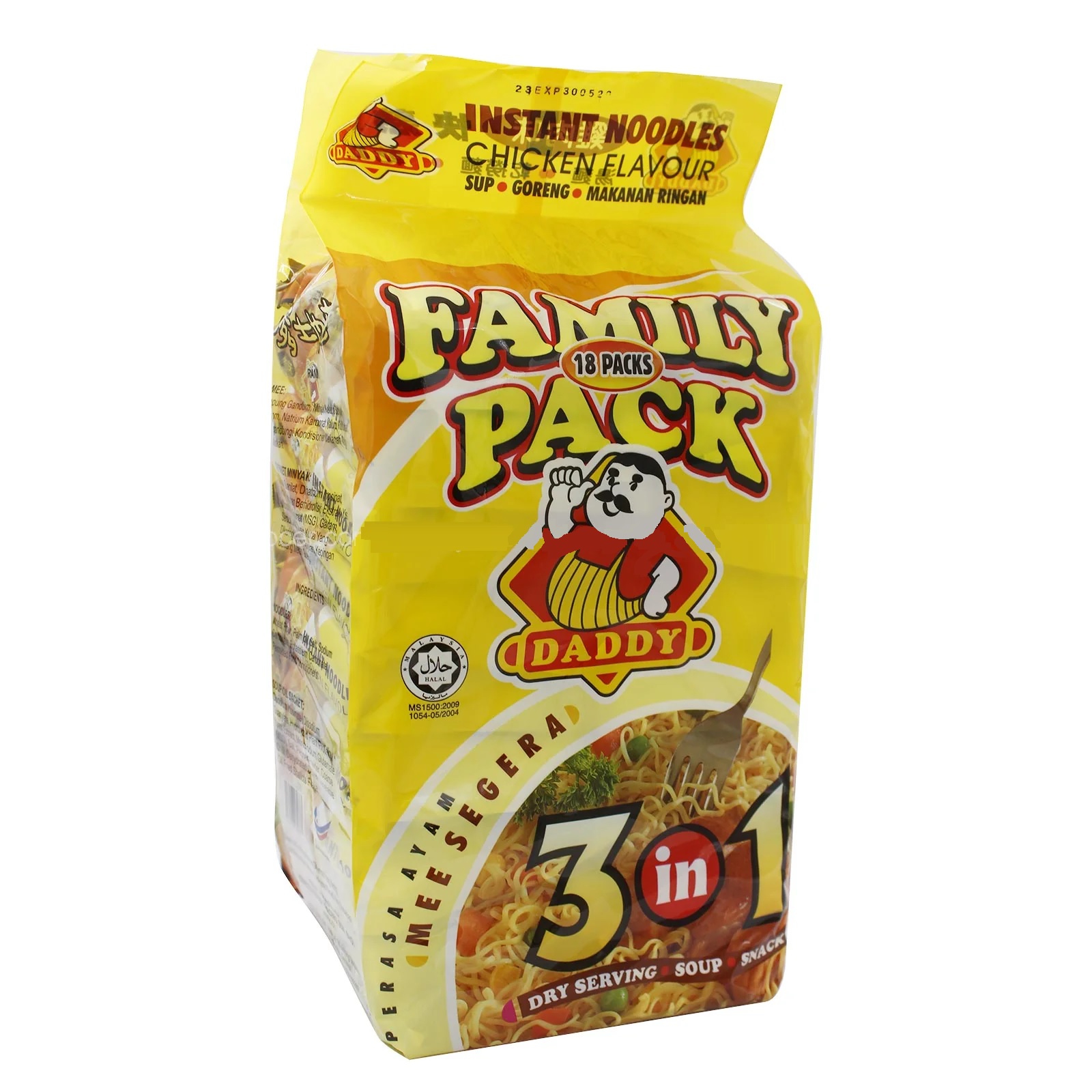 Instant Daddy 3 in 1 Chicken Flavour Instant Noodle, Halal, Family Pack ...