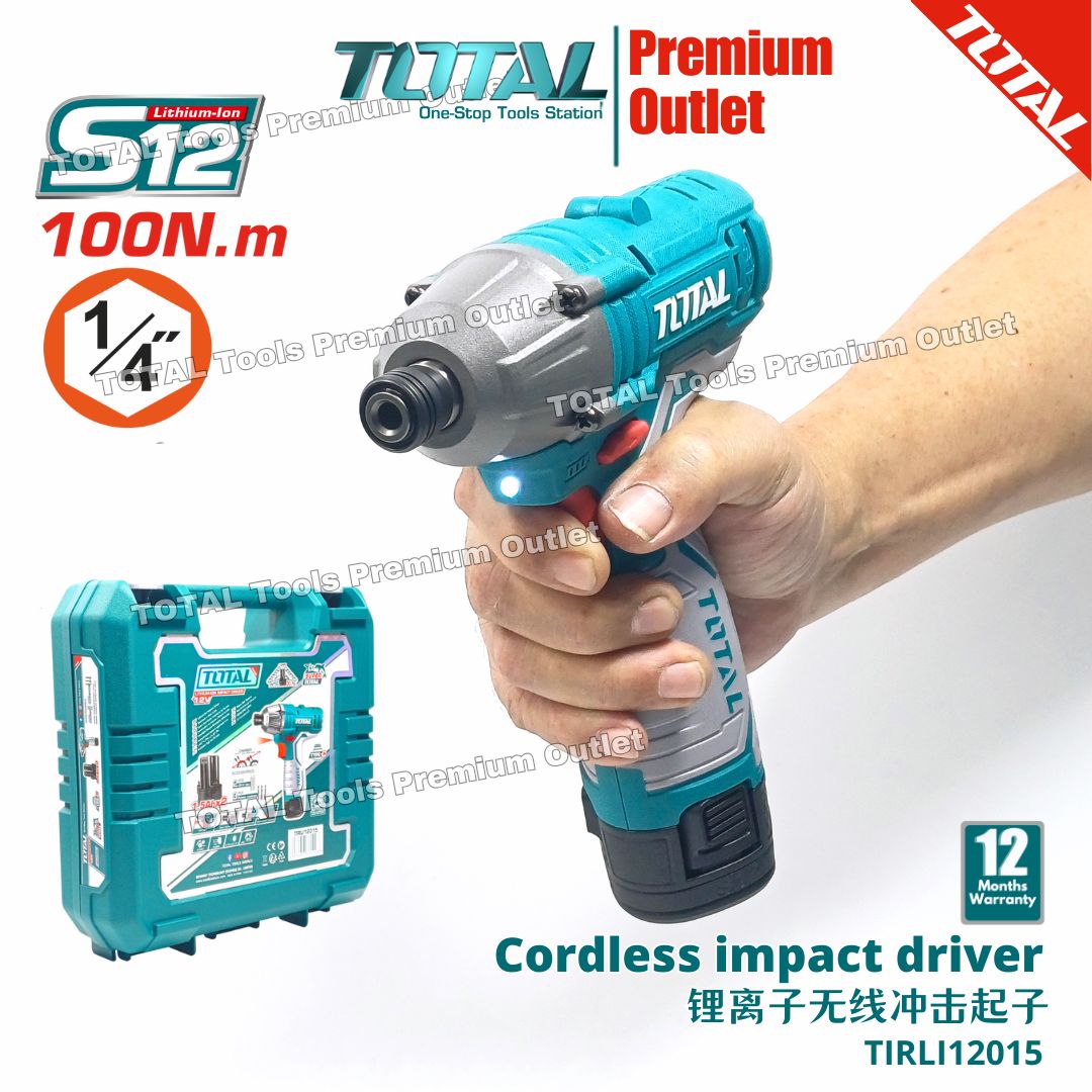 TOTAL Tools 12V Li-ion series Cordless impact driver 100Nm W/ 2pcs ...