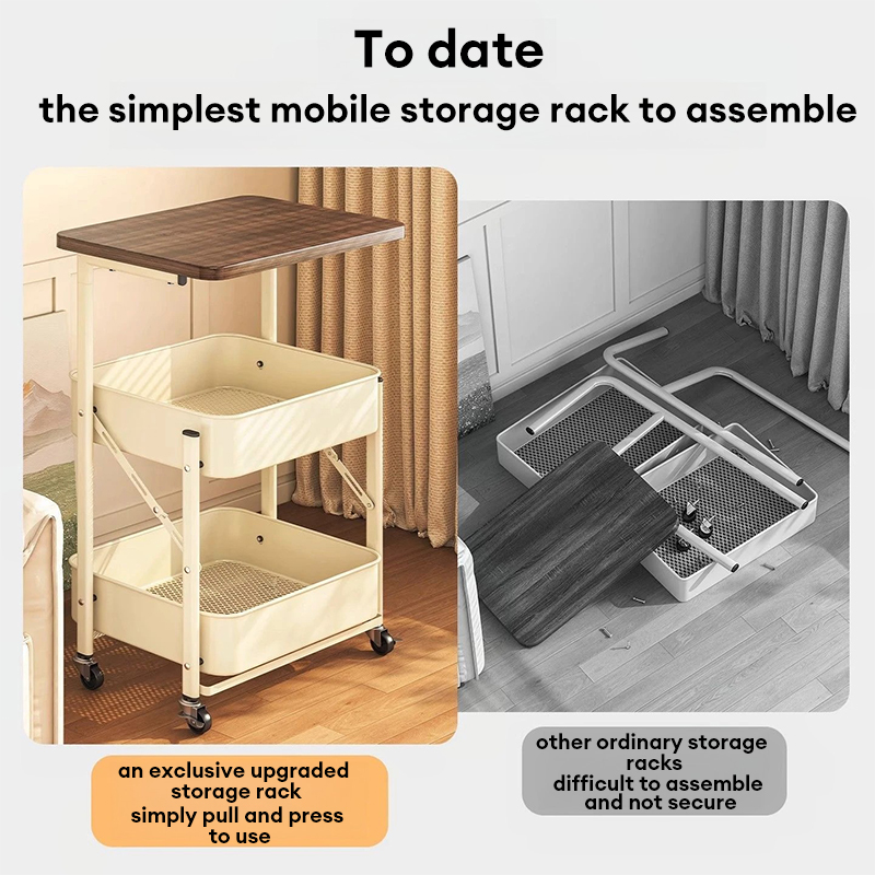 Foldable Floor Price Snack trolley rack with Small Table Trolley Floor ...