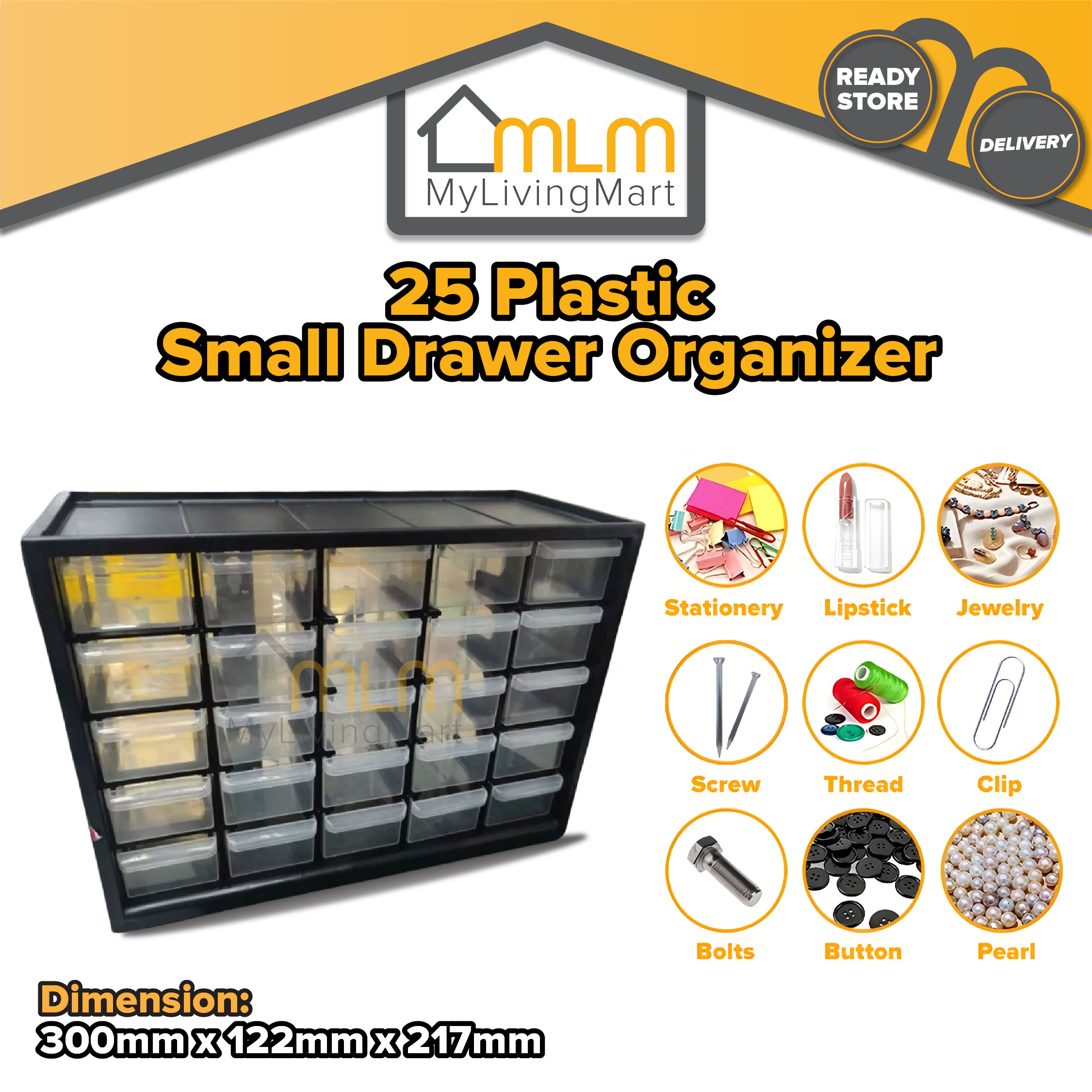 25 Drawers Heavy Duty Stackable Hard Plastic Small Drawer Multi ...