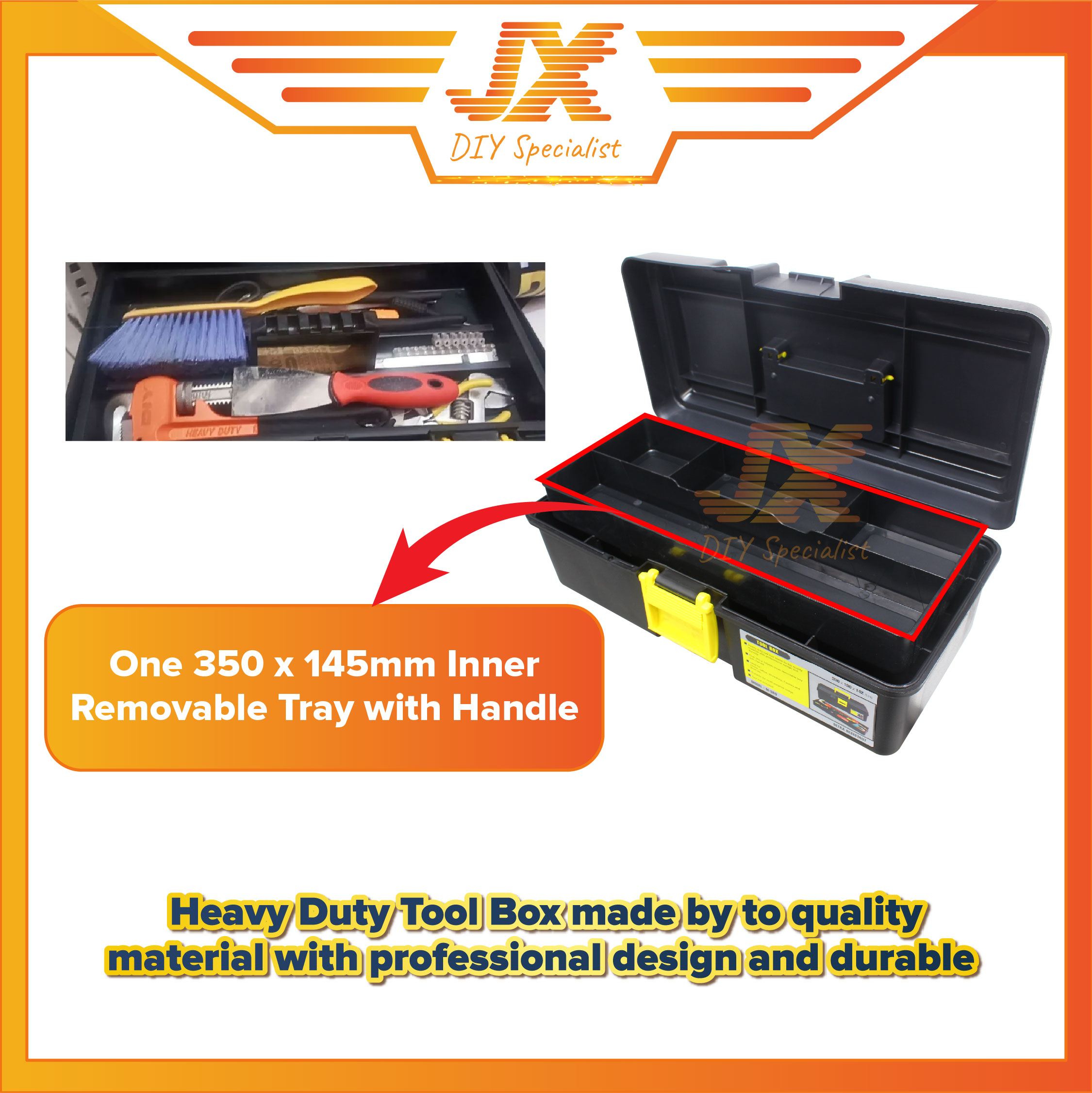 15 Inch Heavy Duty Quality Plastic Tool Box Hardware Multipurpose ...