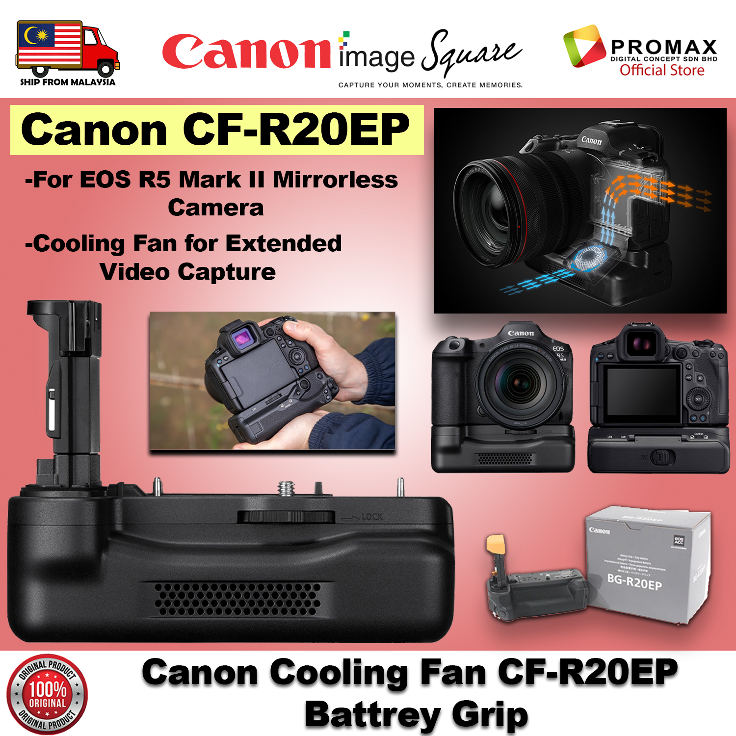 CANON CF-R20EP Battery Grip / Cooling Fan & Ethernet for EOS R5 MKII ...