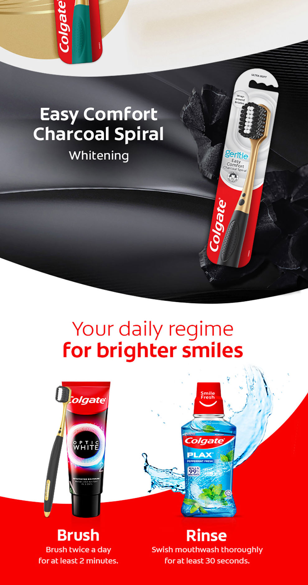 Colgate Easy Comfort Charcoal Spiral Toothbrush 1s (Super Soft bristles ...